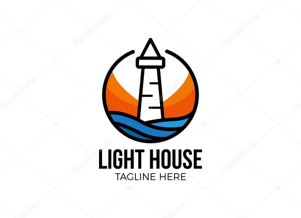 The lighthouse, harbor logo designs inspiration. Minimalist logo
