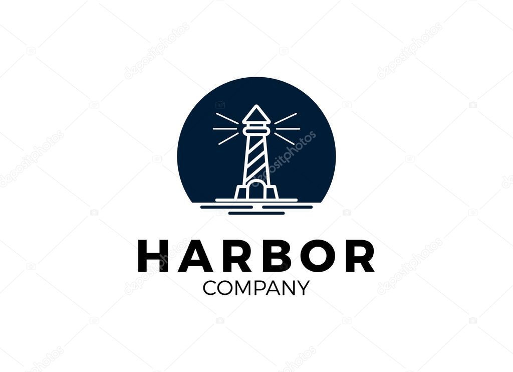 The lighthouse, harbor logo designs inspiration. Minimalist logo