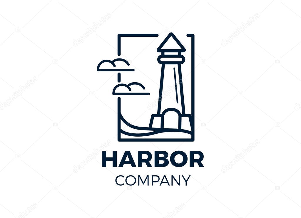 The lighthouse, harbor logo designs inspiration. Minimalist logo