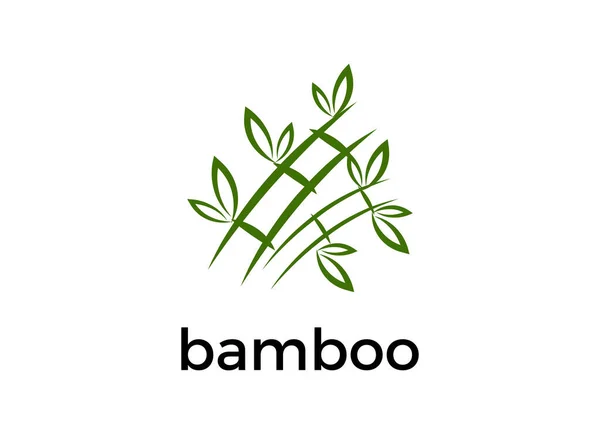 Logo Vectorial Etiqueta Emblema Con Acuarela Dibujada Mano Planta Bambú — Vector de stock