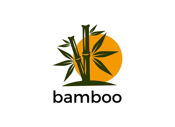 Logo Vectorial Etiqueta Emblema Con Acuarela Dibujada Mano Planta Bambú — Vector de stock