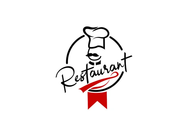 Şef Restoran Logosu Şablonu Dizayn Ediyor — Stok Vektör