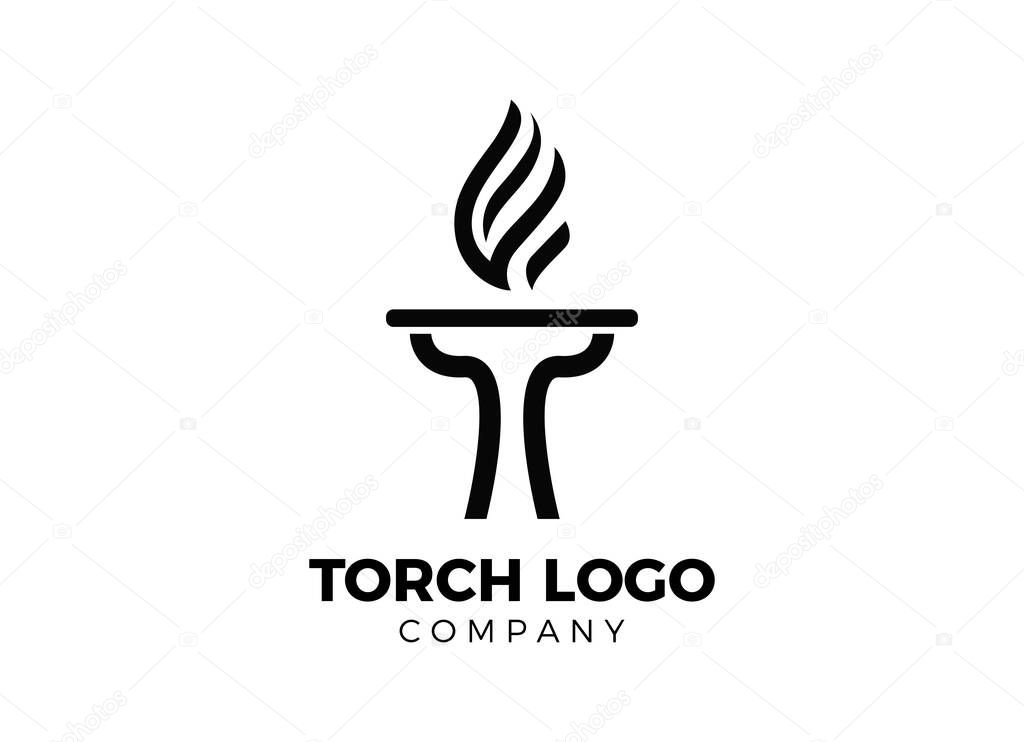 Minimalist Torch Logo Designs template. Fire minimalist logo