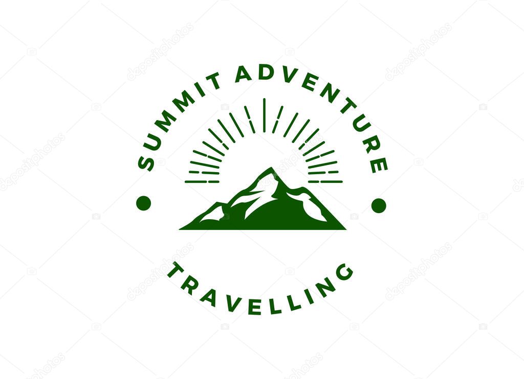 Mountain and summit, for Hipster Adventure Traveling logo design inspiration