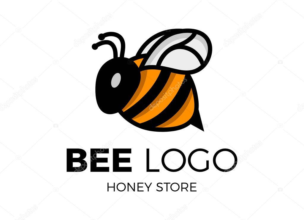 The bee and honey logo design inspiration. Healthy food and drink logo.