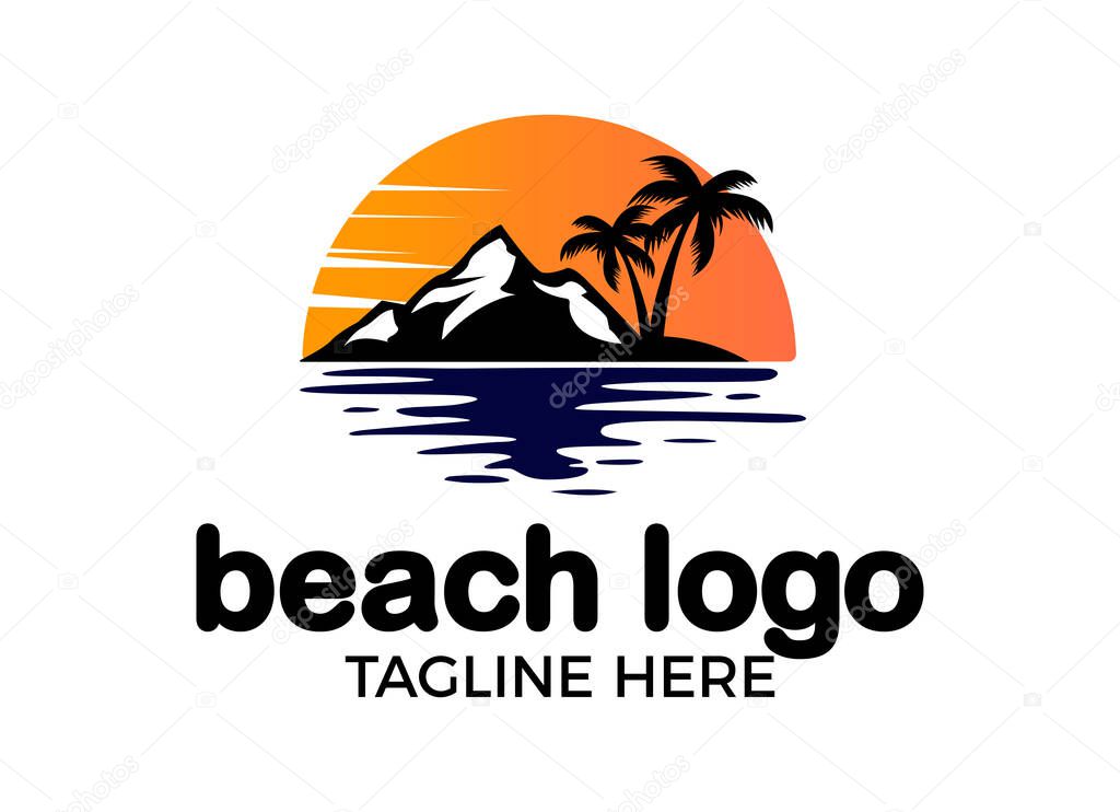 The beach and summer logo designs inspiration. Tropical Beach Travel Logo.