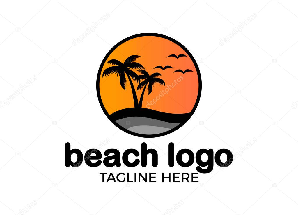 The beach and summer logo designs inspiration. Tropical Beach Travel Logo.