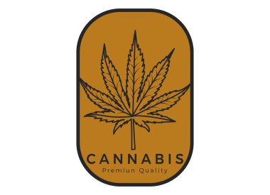Kenevir Logosu Tasarımı. Marijuana Vektör İllüstrasyonu. 