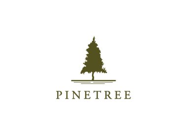 Rustic Retro Vintage cedar, cypress, larch, spruce, pine, pinus, evergreen, coniferous, conifer, fir, hemlock trees logo design