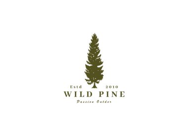 Rustic Retro Vintage cedar, cypress, larch, spruce, pine, pinus, evergreen, coniferous, conifer, fir, hemlock trees logo design