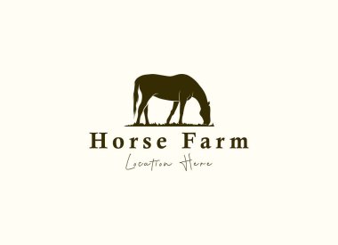 Horse silhouette for vintage retro rustic countryside western country farm ranch logo design