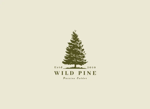 Rustic Retro Vintage cedar, cypress, larch, spruce, pine, pinus, evergreen, coniferous, conifer, fir, hemlock trees logo design