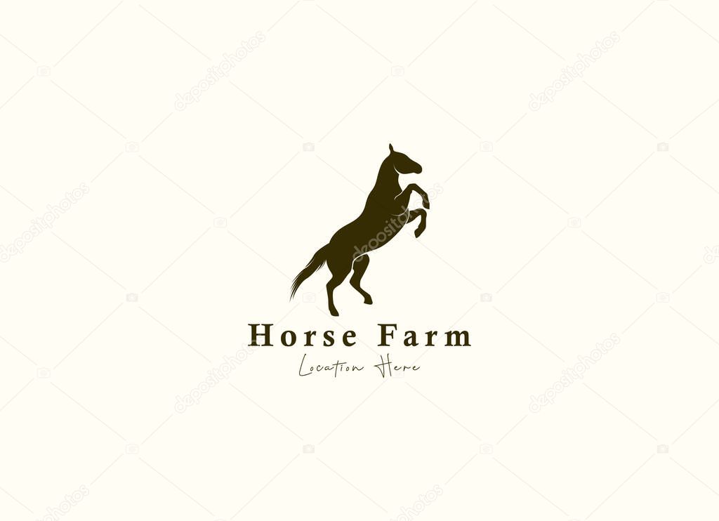 Horse silhouette for vintage retro rustic countryside western country farm ranch logo design