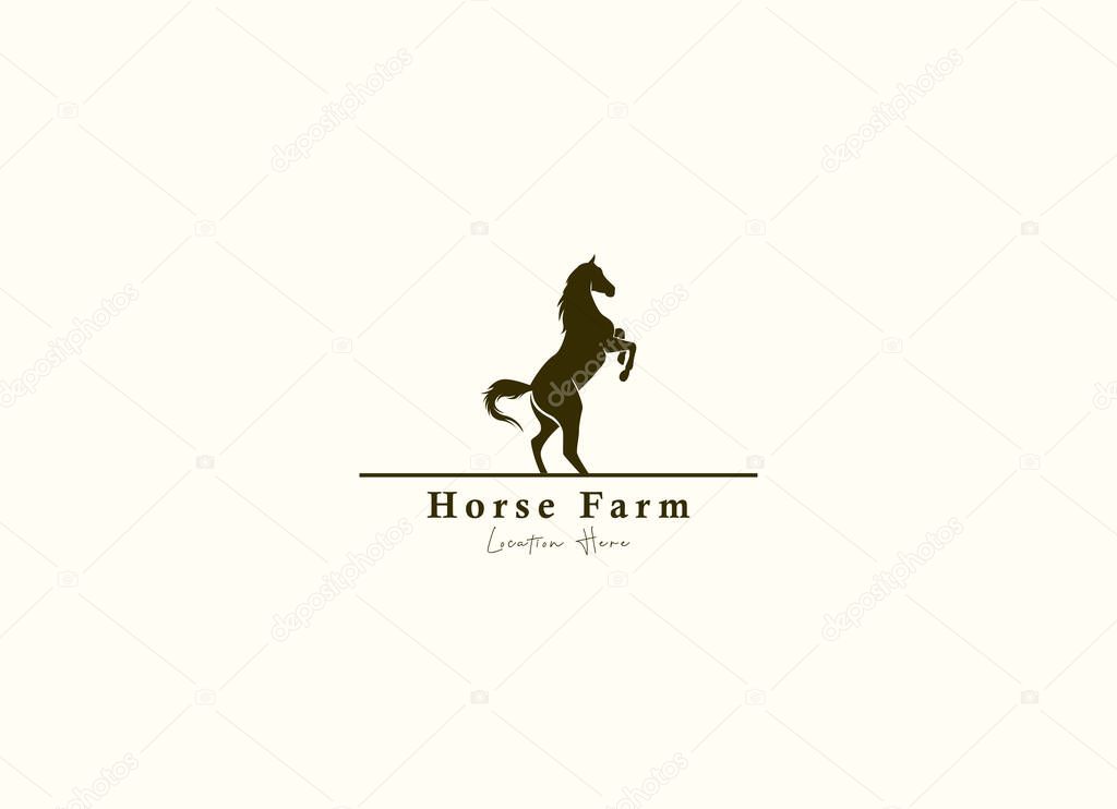 Horse silhouette for vintage retro rustic countryside western country farm ranch logo design