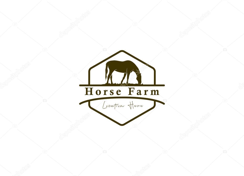 Horse silhouette for vintage retro rustic countryside western country farm ranch logo design