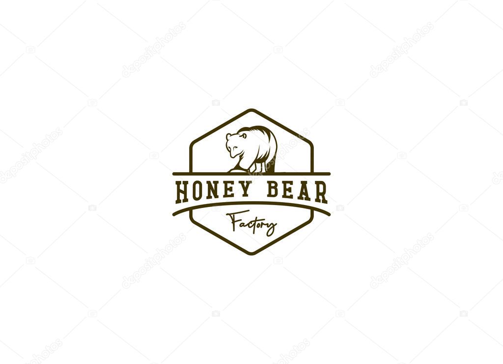 Honey bear logo, silhouette of honey bear vector illustration.