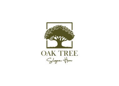 Oak Tree Residential Vintage Logo Design Vector