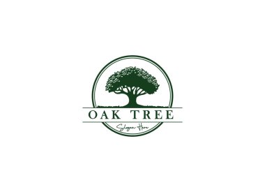 Oak Tree Residential Vintage Logo Design Vector