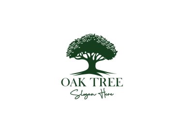 Oak Tree Residential Vintage Logo Design Vector