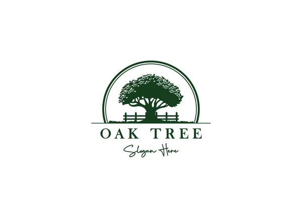 Oak Tree Residential Vintage Logo Design Vector