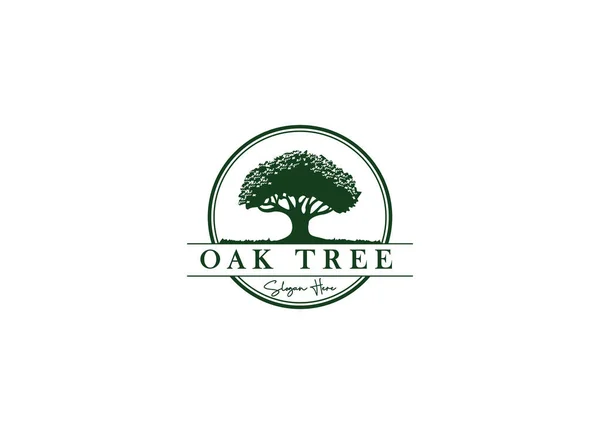 Oak Tree Residential Vintage Logo Design Vector