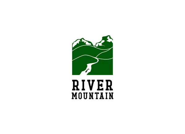 Mountain Landscape Peak River Creek Logo Vector Template — стоковый вектор