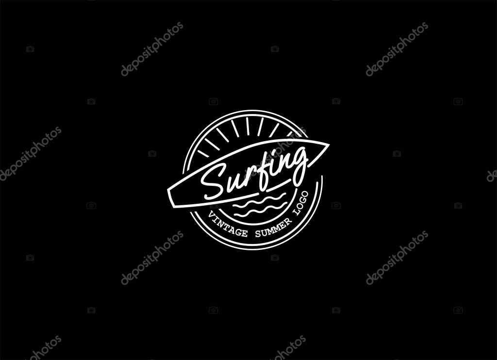Vintage Summer Surfing Logo Design Template