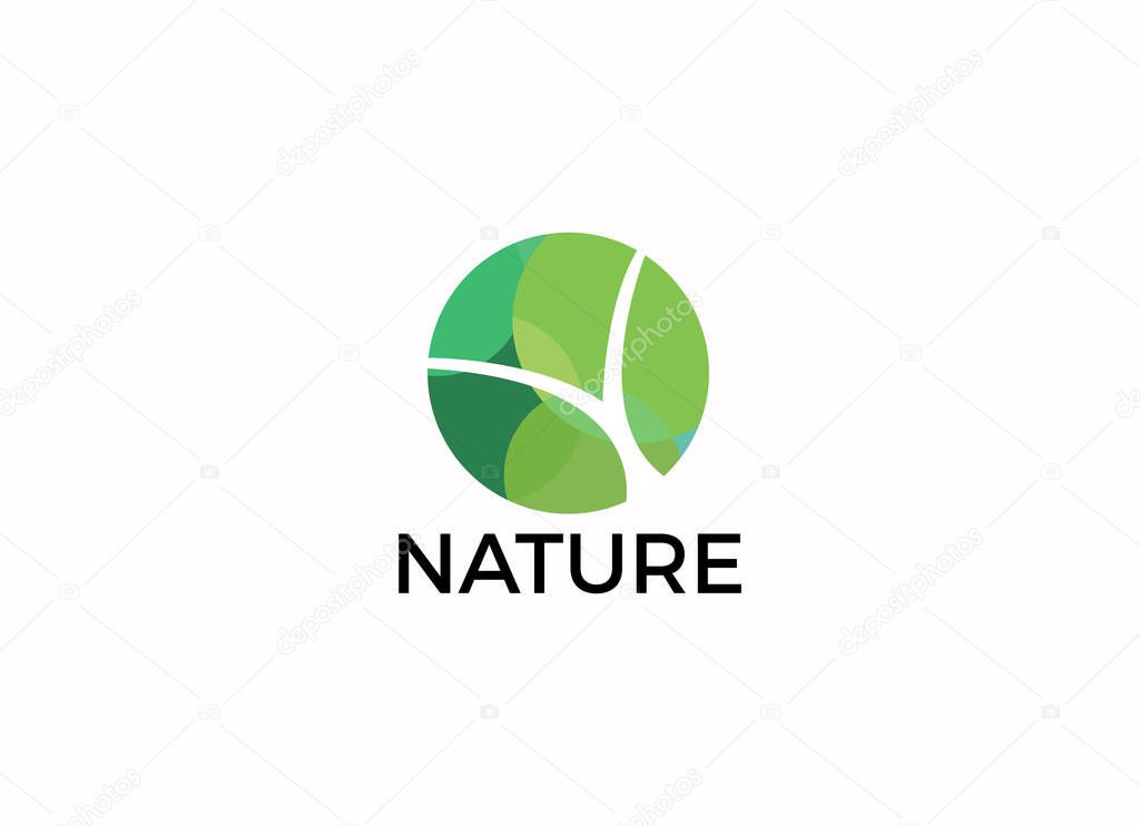 Nature Circle Minimalist Logo Vector Illustration.