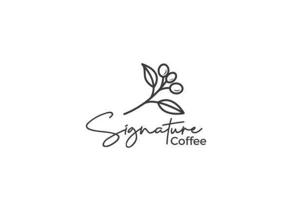 Kahve fabrikasının logosu. Kahve yapraklarıyla birlikte.