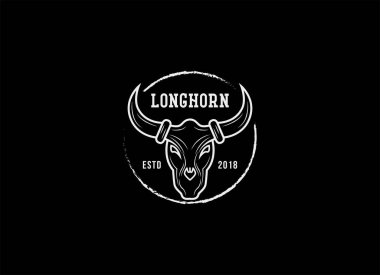 Texas Longhorn, Country Western Bull Sığır Vintage Markası Logosu Tasarımı