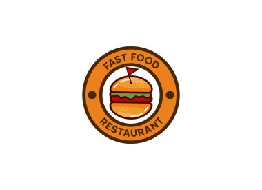 Hamburger Vector Illustration 'un fast food' u. Hamburger Logosu ve Fast Food için Vektör. 