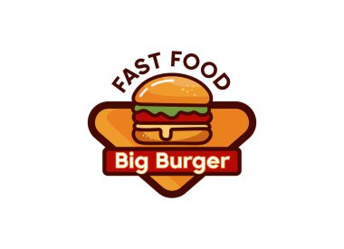 Hamburger Vector Illustration 'un fast food' u. Hamburger Logosu ve Fast Food için Vektör. 