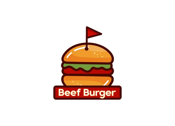 햄버거 Vector Illustration 패스트 패스트푸드를 로고와 — 스톡 벡터