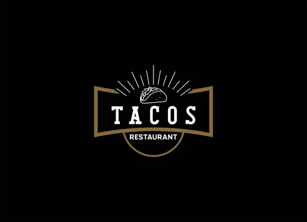 Estilo Antiguo Logotipo Tacos Vintage México Tacos Logo Design Template — Vector de stock