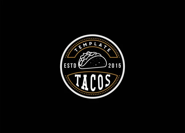 Estilo Antiguo Logotipo Tacos Vintage México Tacos Logo Design Template — Vector de stock