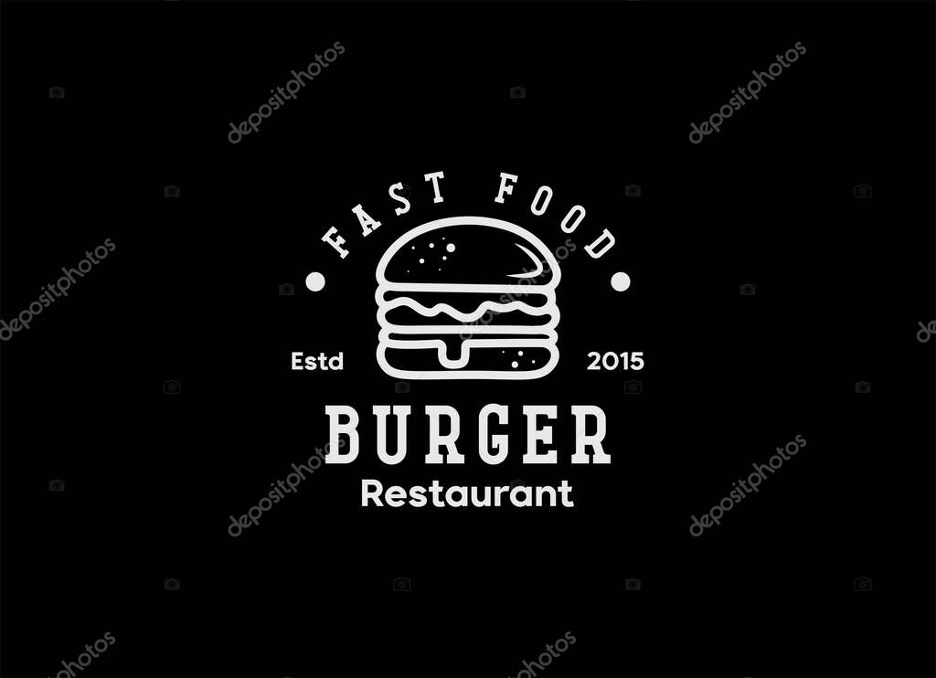 Burger Vintage Style Logo for fast food restaurant design inspiration.
