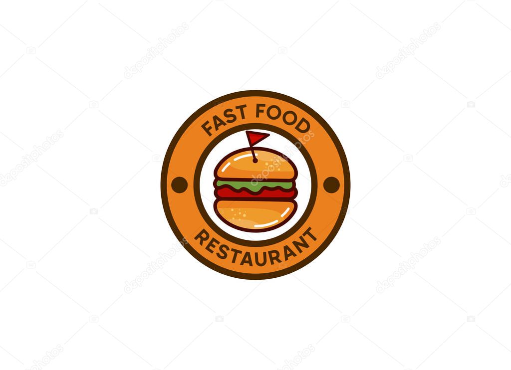 Fast food of hamburger Vector Illustration. Burger Logo and Vector for Fast Food.