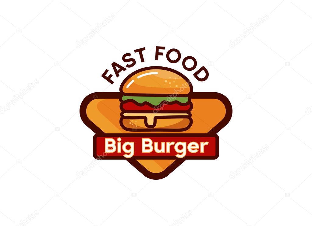 Fast food of hamburger Vector Illustration. Burger Logo and Vector for Fast Food. 