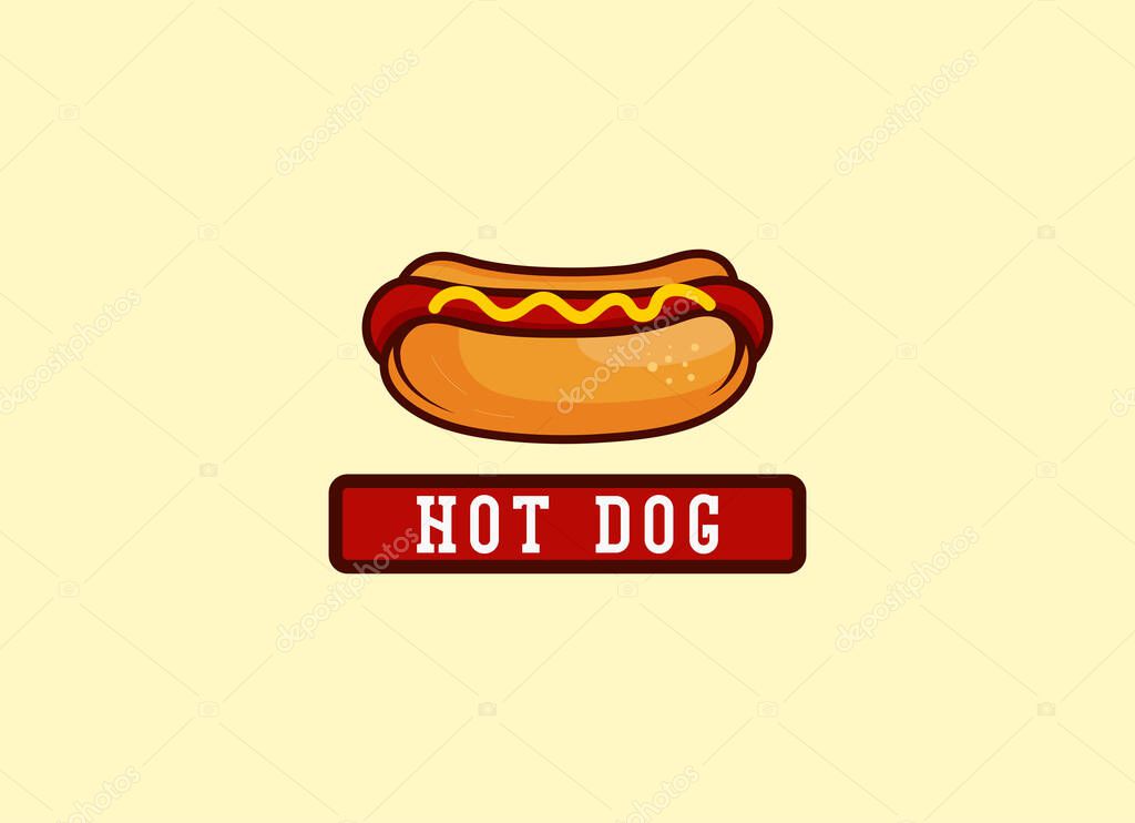 Hotdog Vector Design. The fast food of hot dog vector Illustration.