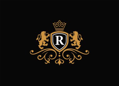 Restoran, Kraliyet, Butik, Cafe, Otel, Heraldic, Mücevherat için lüks logo şablonu. sofistike lüks logo vektörü
