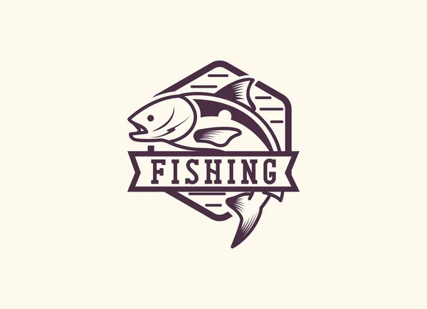 Fishing Logo Design Template Fishing Emblem Vector — Stock Vector