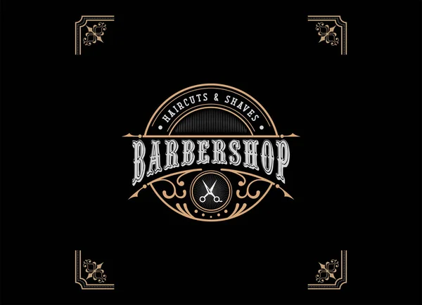 Klasik stil berber logosu tasarım şablonu. 