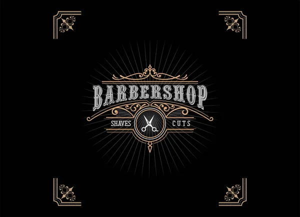 Klasik stil berber logosu tasarım şablonu. 