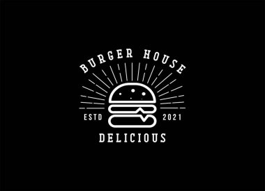 Fast food restoranı için Burger Vintage Logosu