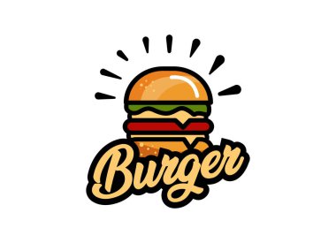 Hamburger Vector Illustration 'un fast food' u. Hamburger Logosu ve Fast Food için Vektör.