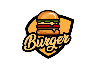 Hamburger Vector Illustration 'un fast food' u. Hamburger Logosu ve Fast Food için Vektör.
