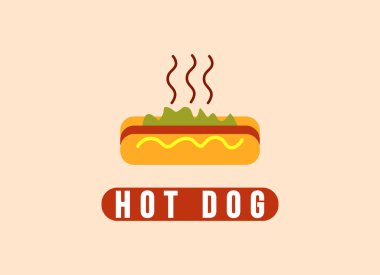 Sosisli sandviç logosu. Hot dog fast food logo tasarım şablonu.
