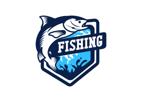 Λογότυπο Monster Fish Πρότυπο Σχεδιασμού Λογότυπου Αλιείας — Διανυσματικό Αρχείο