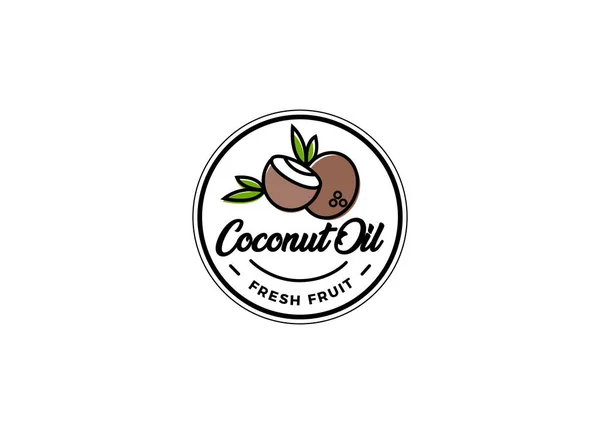 Logo Aceite Coco Producto Naturaleza Emblema Aceite Coco Coco Maduro — Archivo Imágenes Vectoriales