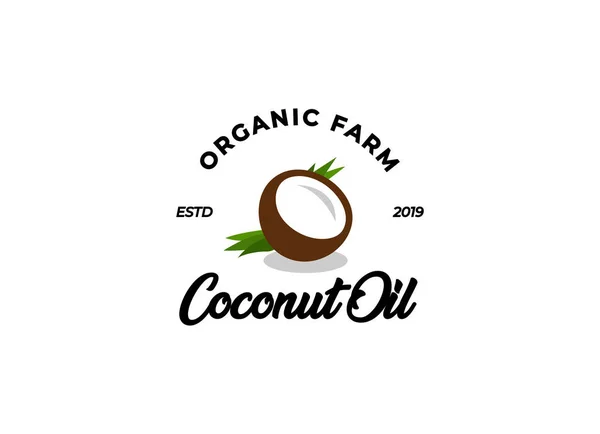 Kokosový Olej Logo Charakter Výrobku Kokosový Olej Znak Zralé Coco — Stockový vektor